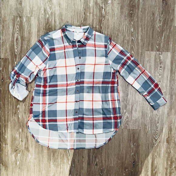 Eden & Olivia plaid high-low shirt size large - Picture 3 of 9